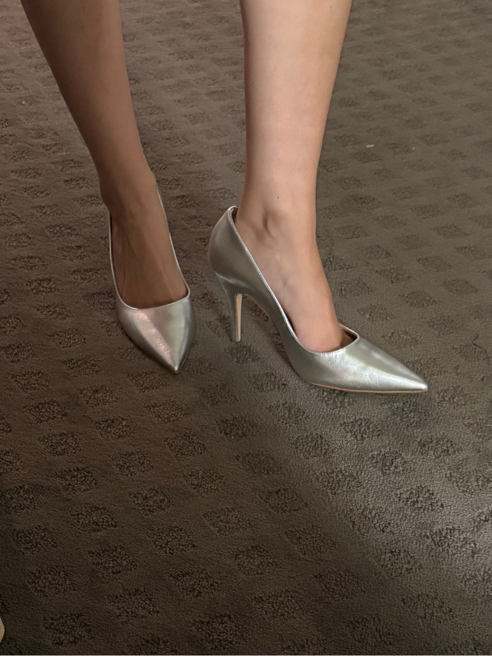 Metallic Silver Pointed-Toe Stiletto Heels for Women